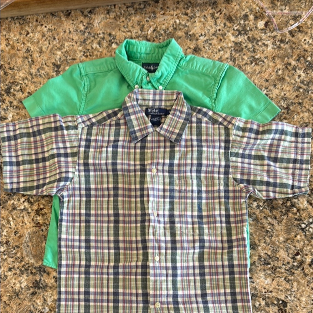 2 Boys Ralph Lauren Short-Sleeve Button-Down Shirts – Size 7 ☀️